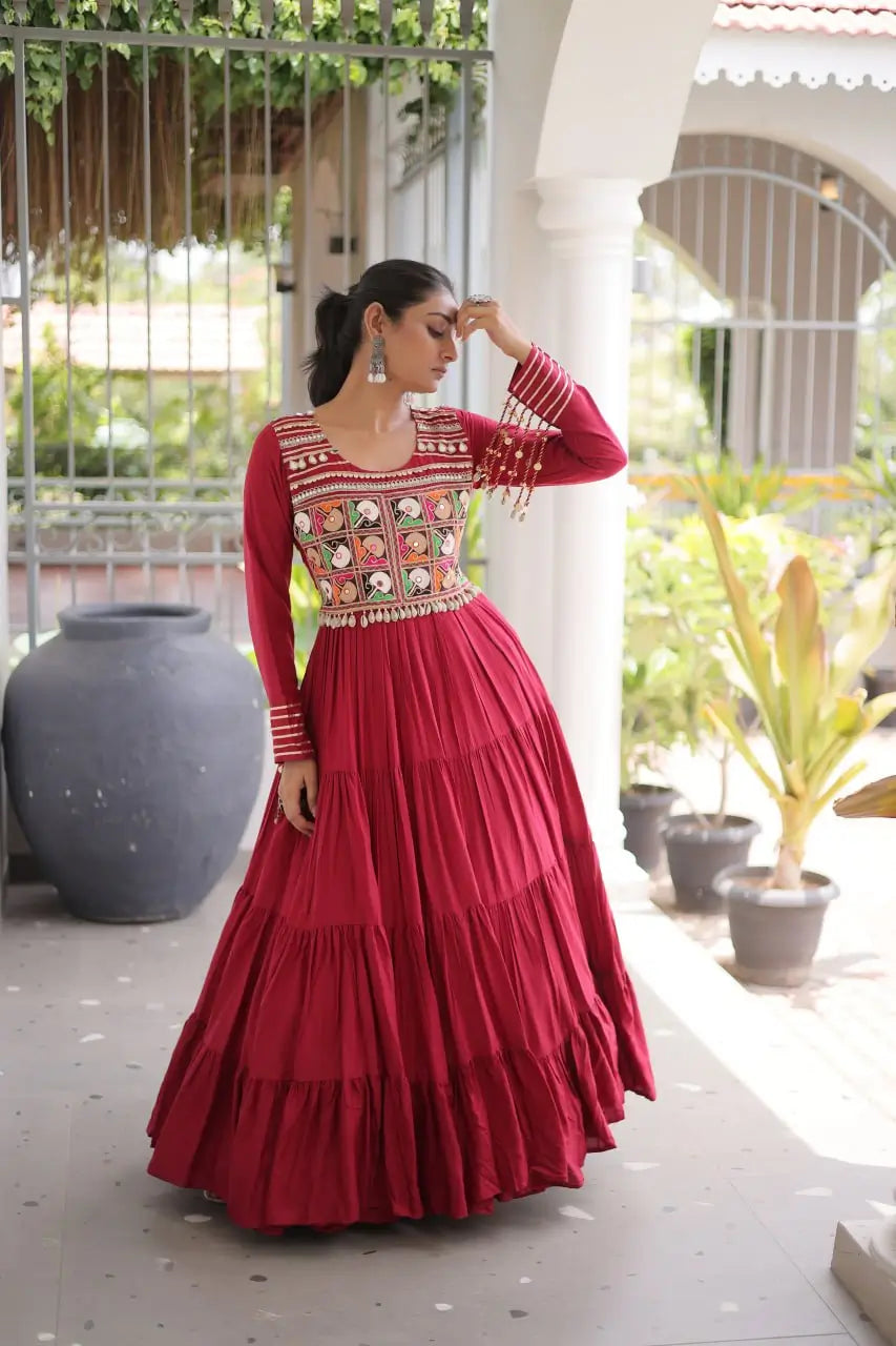 Kutchi Mirror Tiered Gown