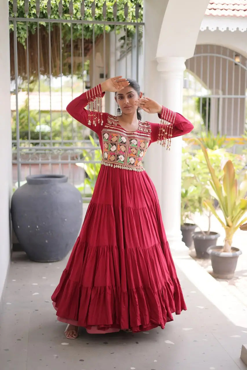 Kutchi Mirror Tiered Gown