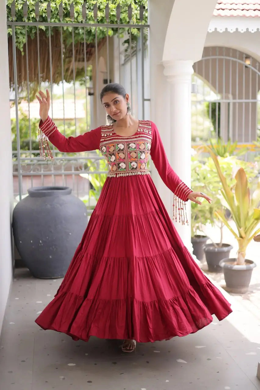 Kutchi Mirror Tiered Gown