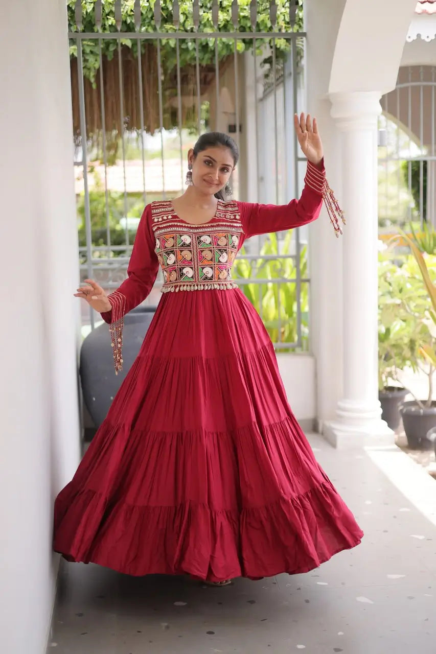 Kutchi Mirror Tiered Gown