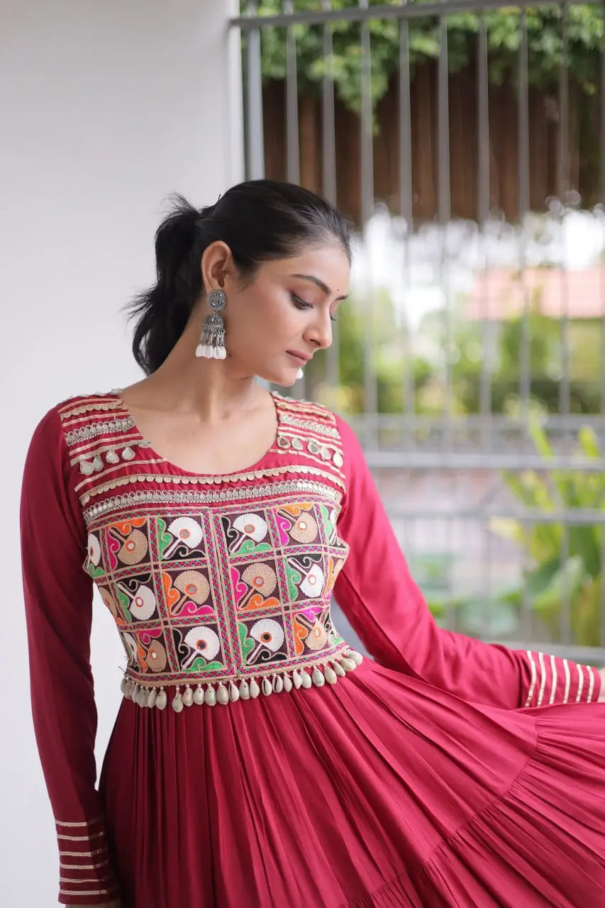 Kutchi Mirror Tiered Gown