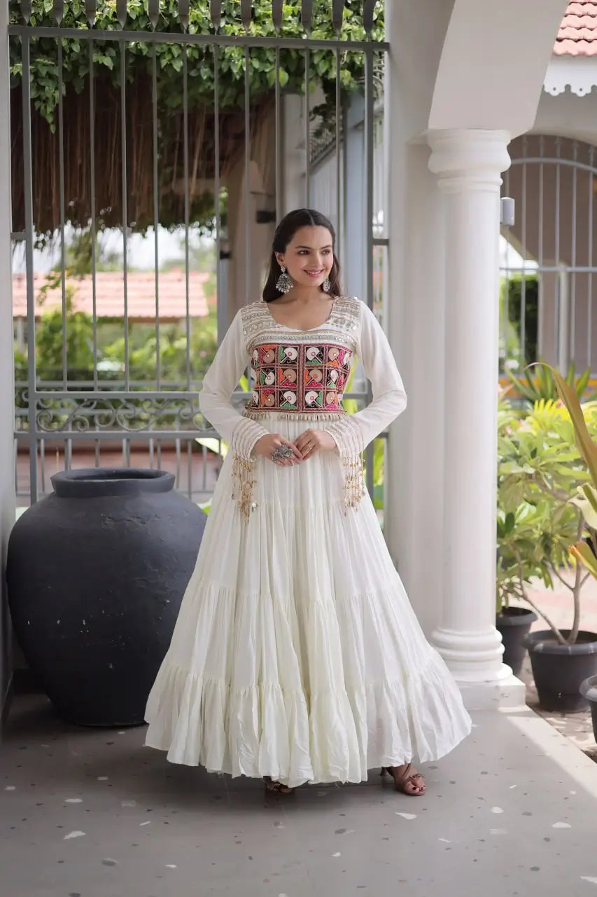 Kutchi Mirror Tiered Gown