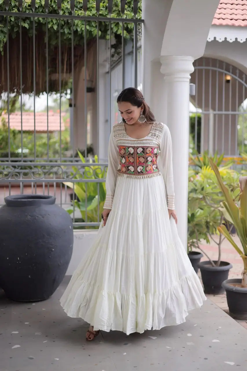 Kutchi Mirror Tiered Gown