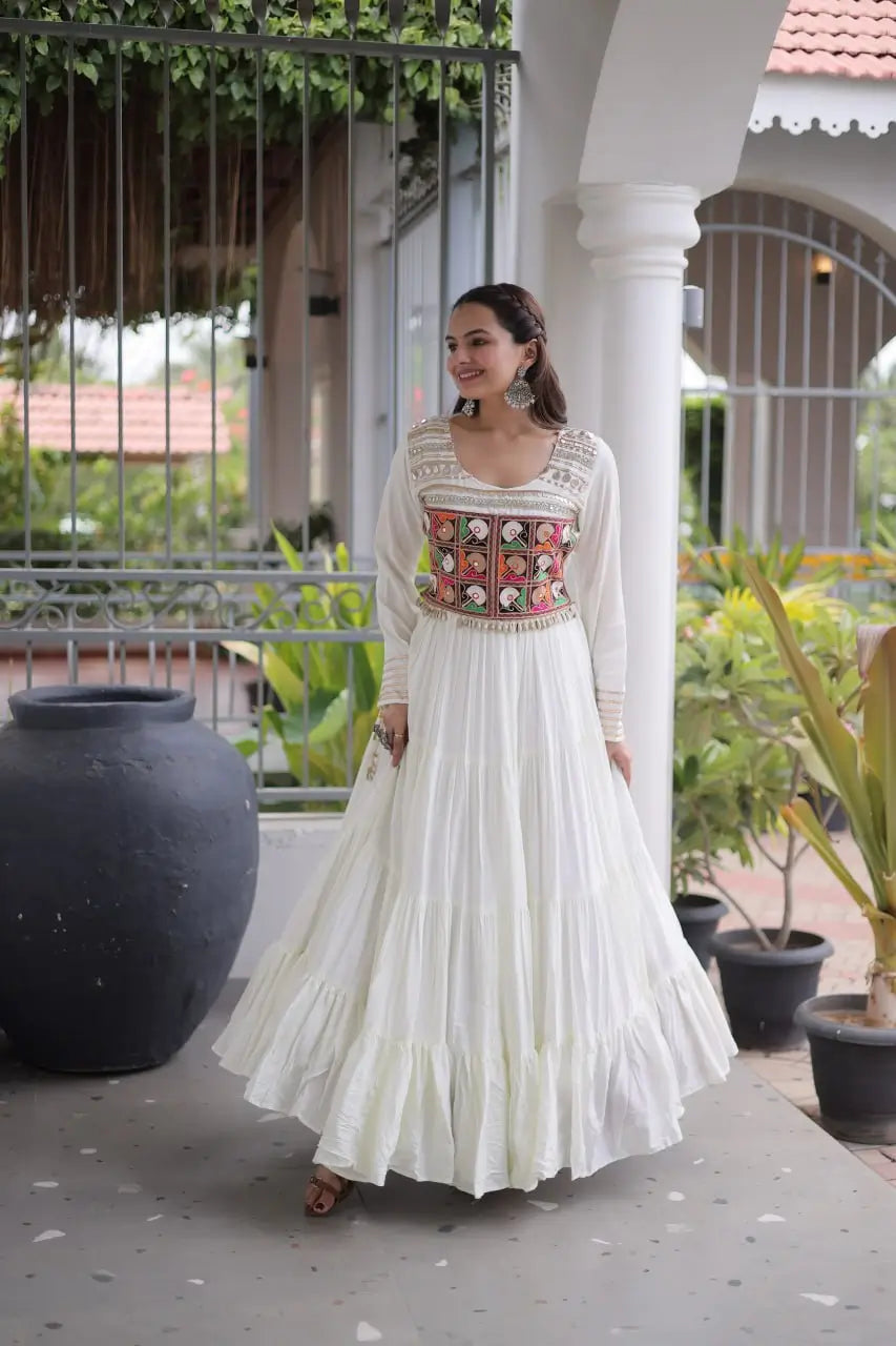 Kutchi Mirror Tiered Gown