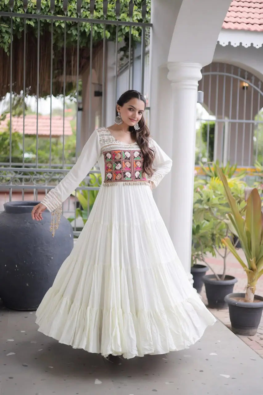 Kutchi Mirror Tiered Gown