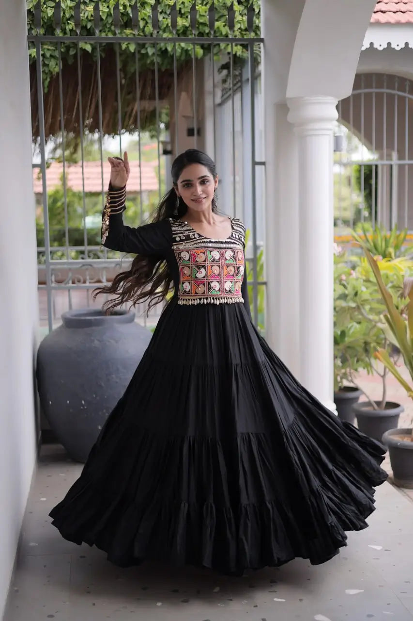 Kutchi Mirror Tiered Gown