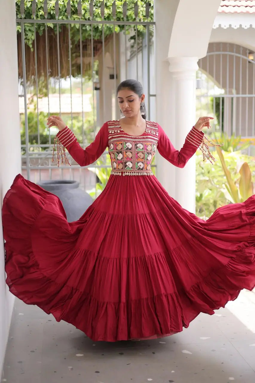 Kutchi Mirror Tiered Gown