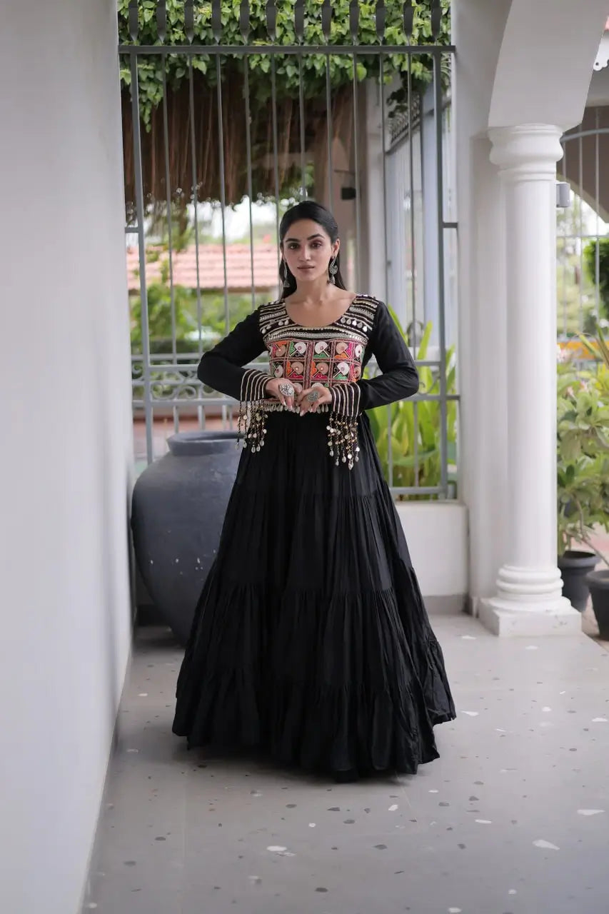 Kutchi Mirror Tiered Gown