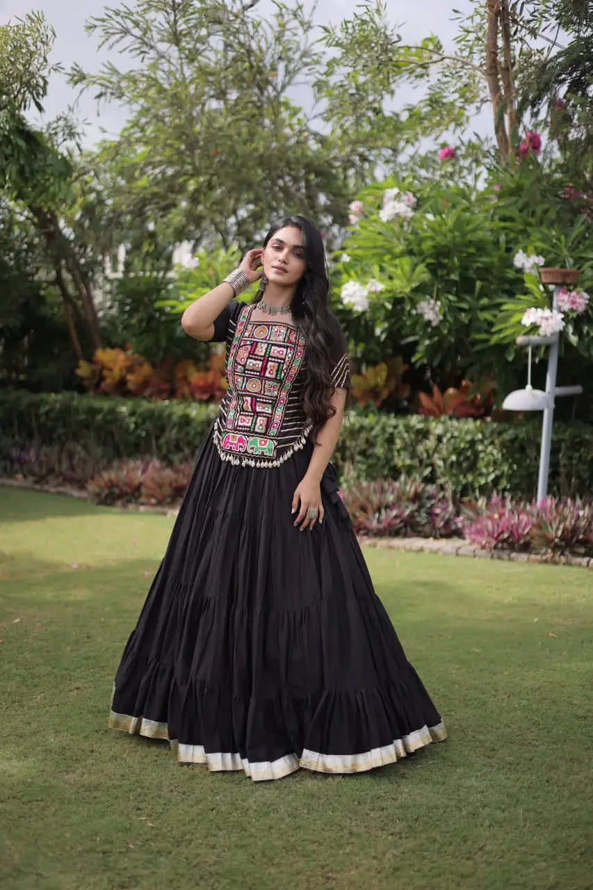Kutchi Patchwork Kora Lehenga