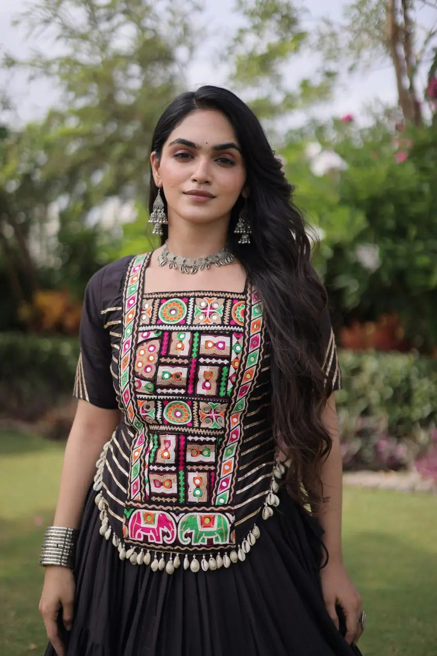 Kutchi Patchwork Kora Lehenga