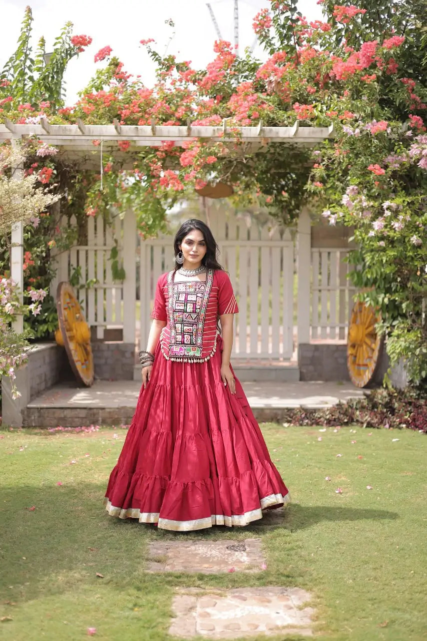 Kutchi Patchwork Kora Lehenga