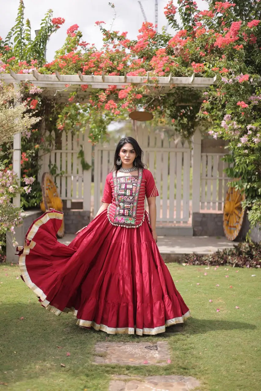 Kutchi Patchwork Kora Lehenga