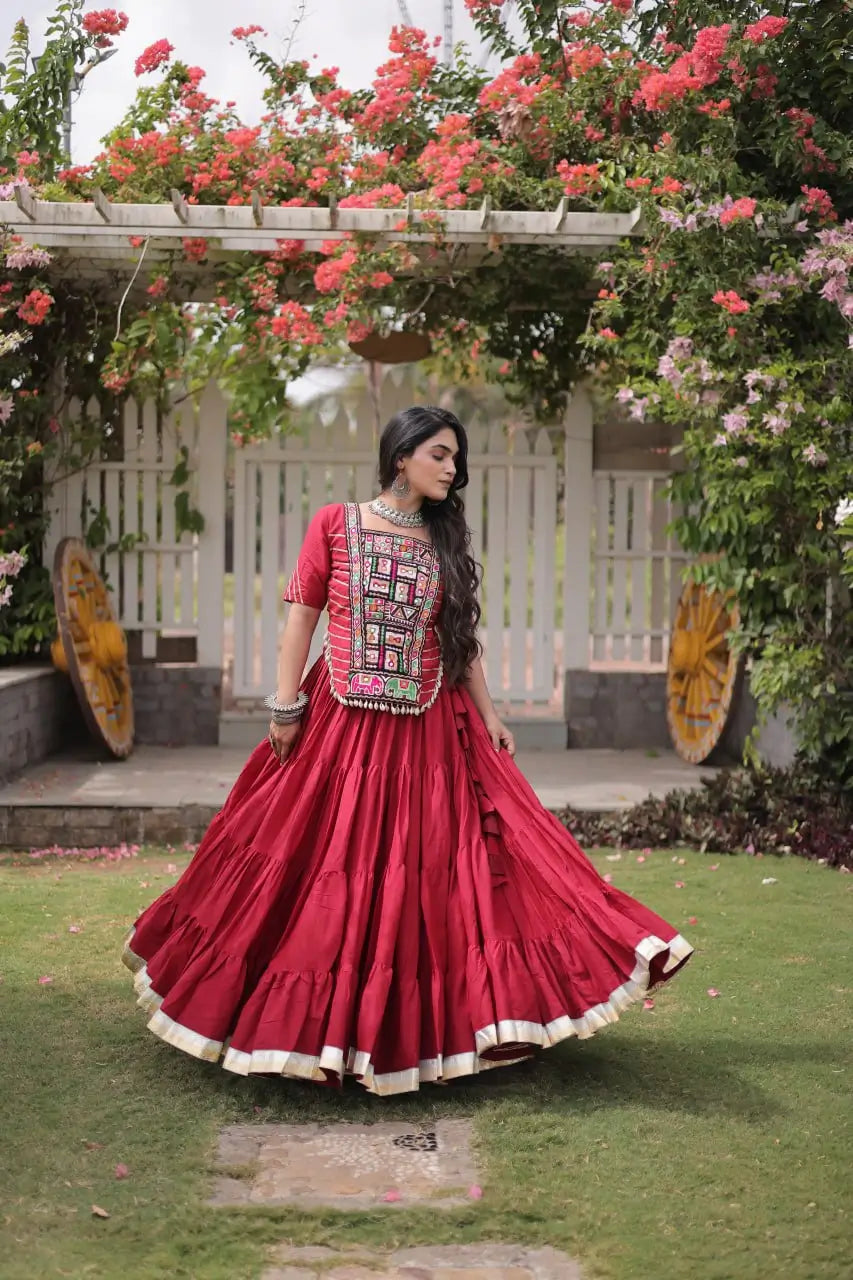 Kutchi Patchwork Kora Lehenga