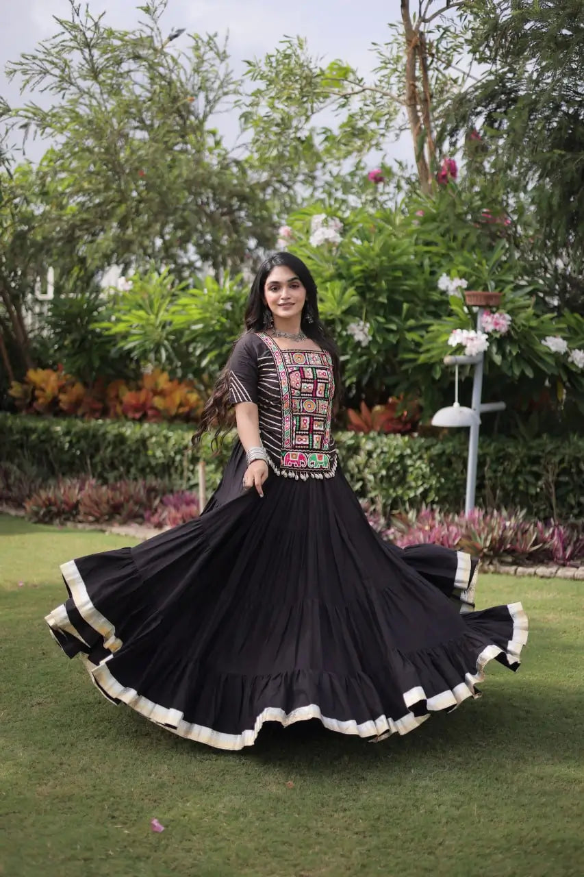 Kutchi Patchwork Kora Lehenga