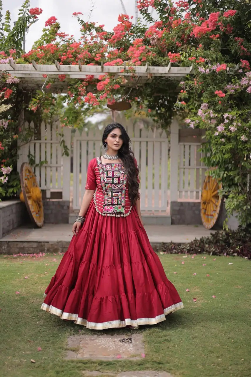 Kutchi Patchwork Kora Lehenga