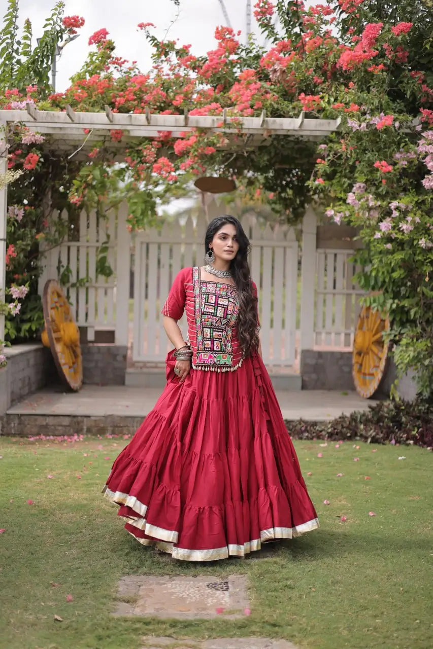 Kutchi Patchwork Kora Lehenga