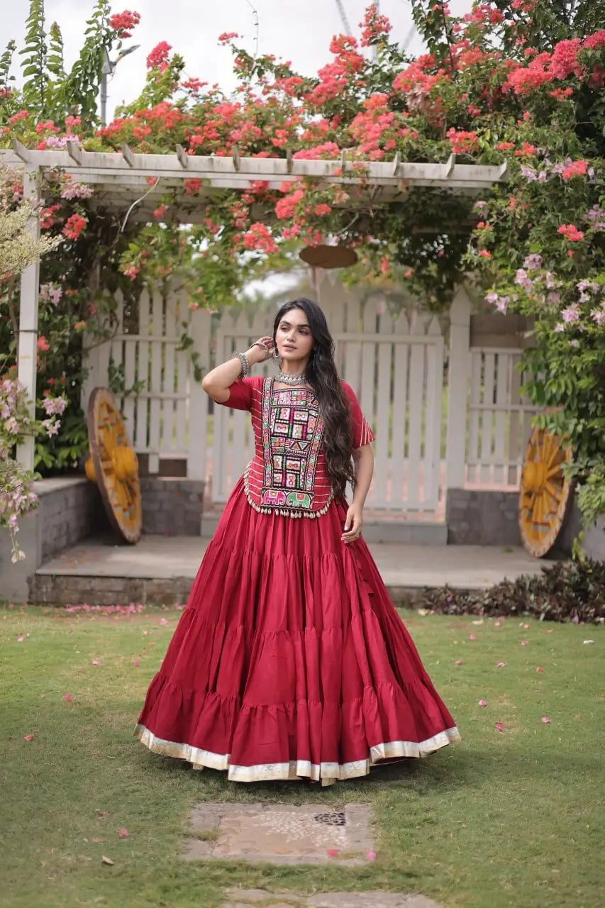 Kutchi Patchwork Kora Lehenga