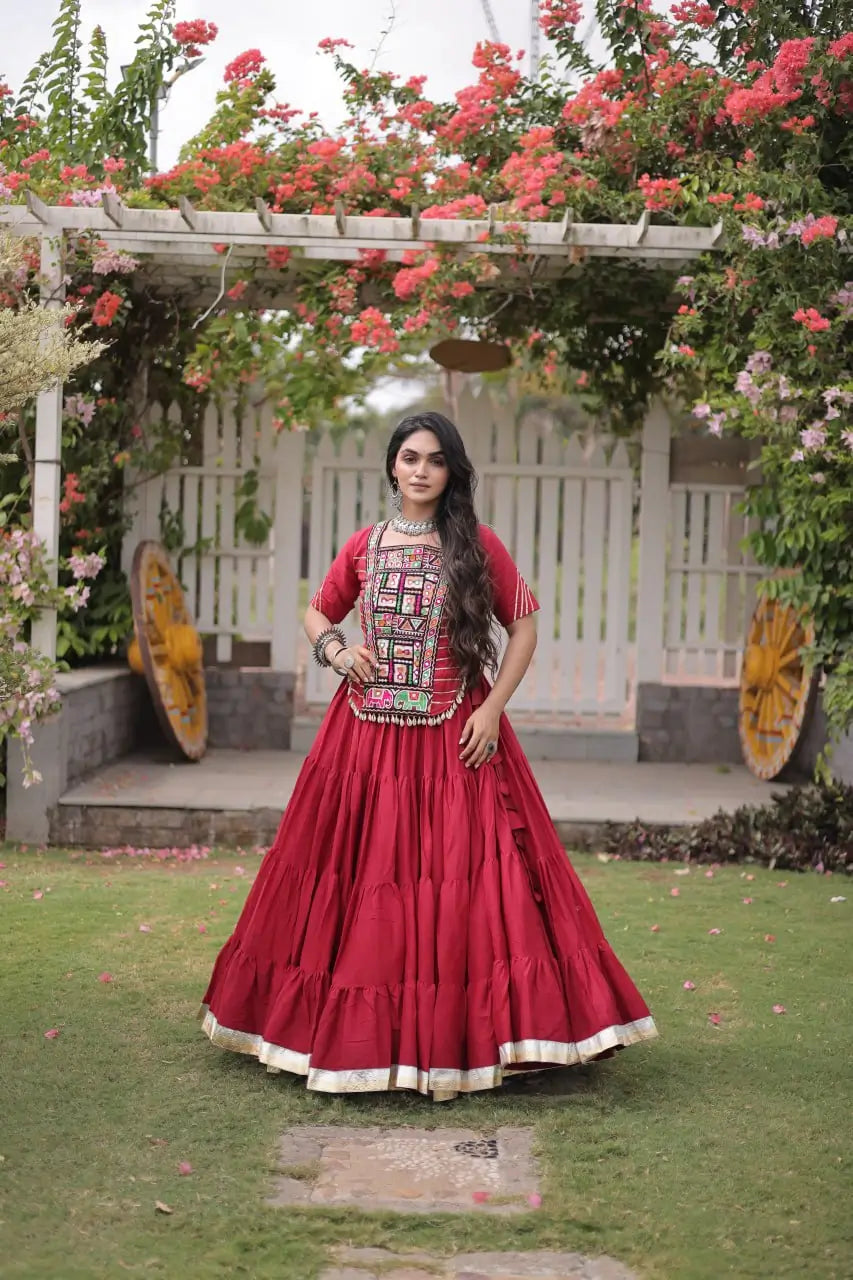 Kutchi Patchwork Kora Lehenga