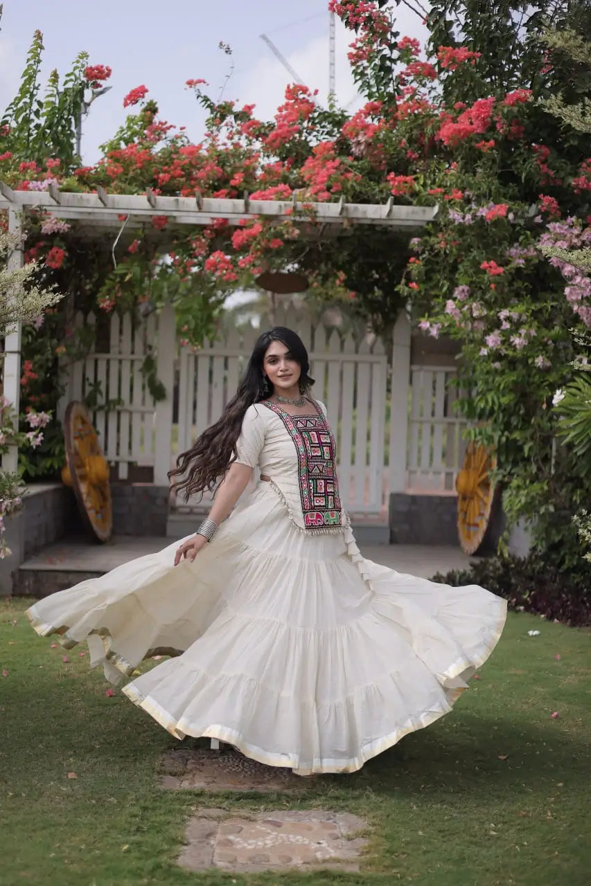 Kutchi Patchwork Kora Lehenga
