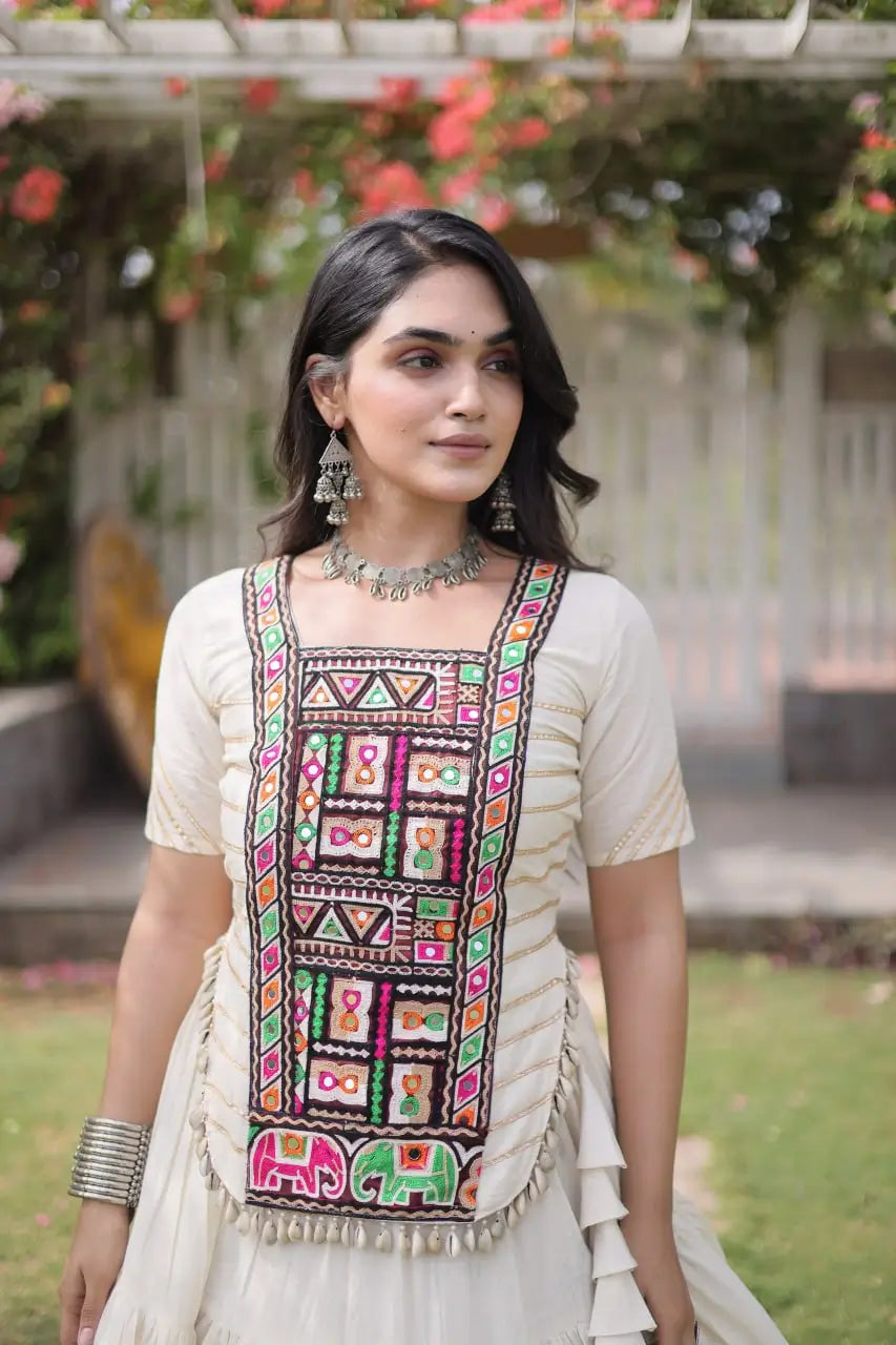 Kutchi Patchwork Kora Lehenga