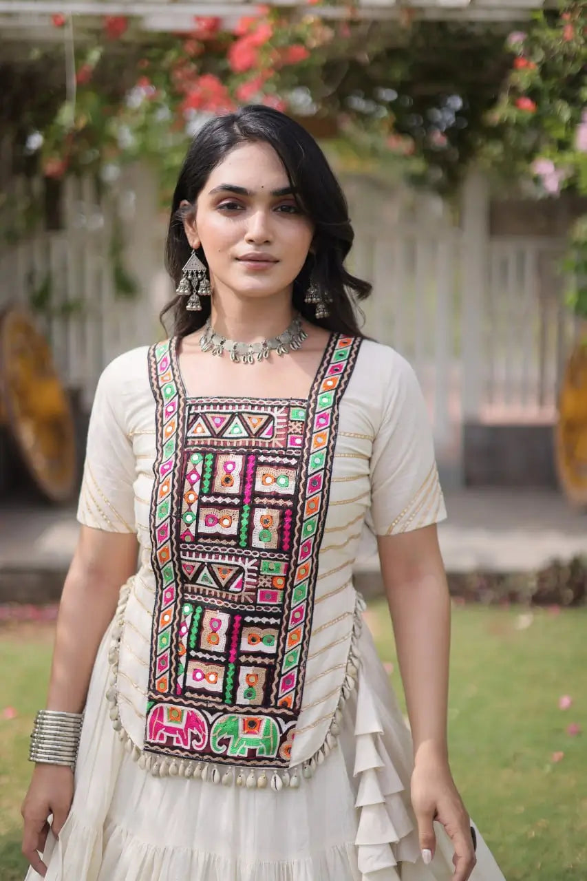 Kutchi Patchwork Kora Lehenga