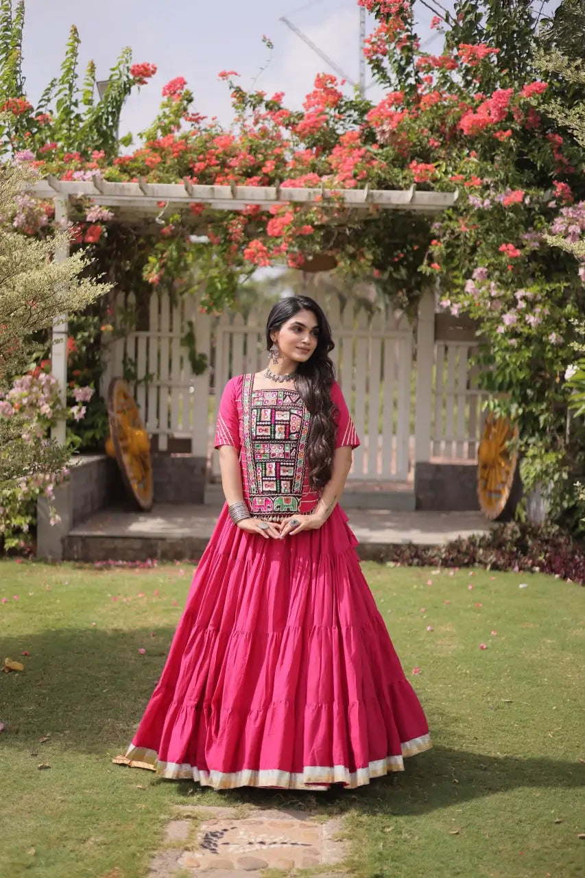 Kutchi Patchwork Kora Lehenga
