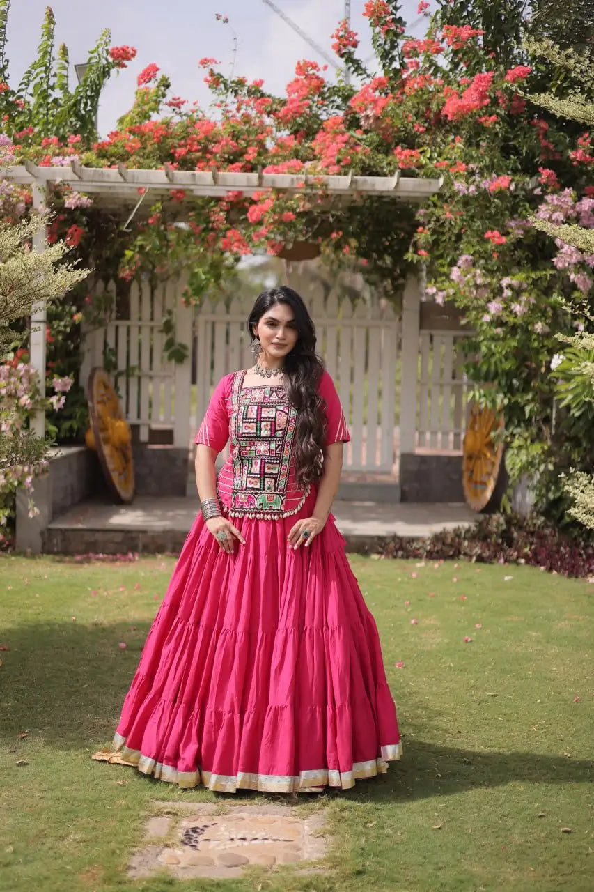Kutchi Patchwork Kora Lehenga