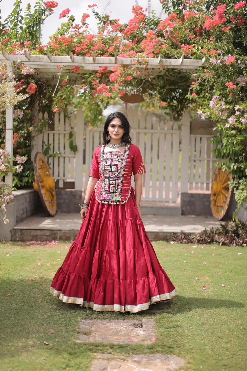 Kutchi Patchwork Kora Lehenga
