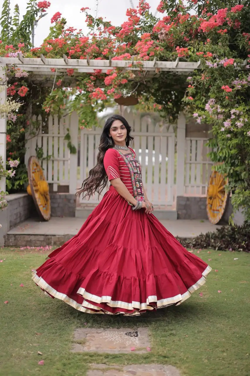 Kutchi Patchwork Kora Lehenga