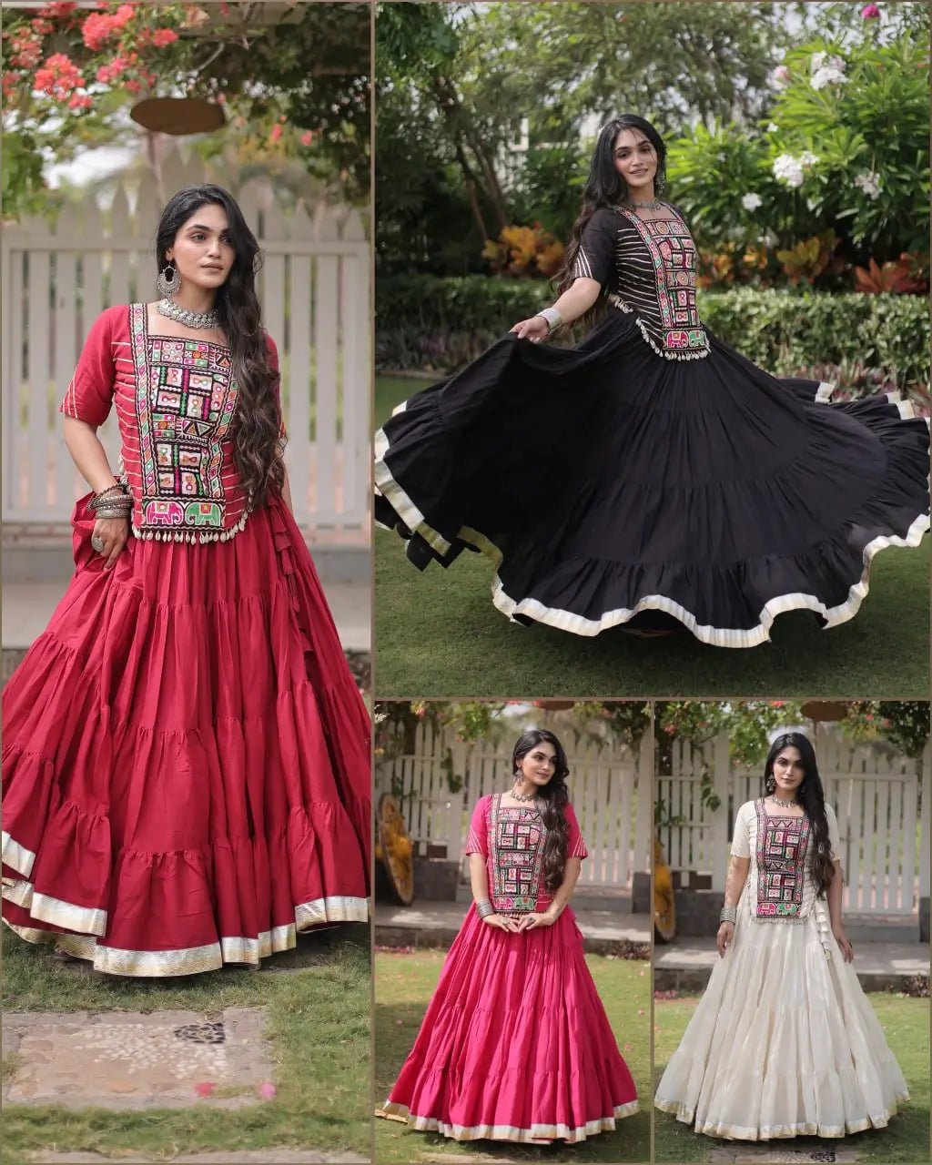 Kutchi Patchwork Kora Lehenga