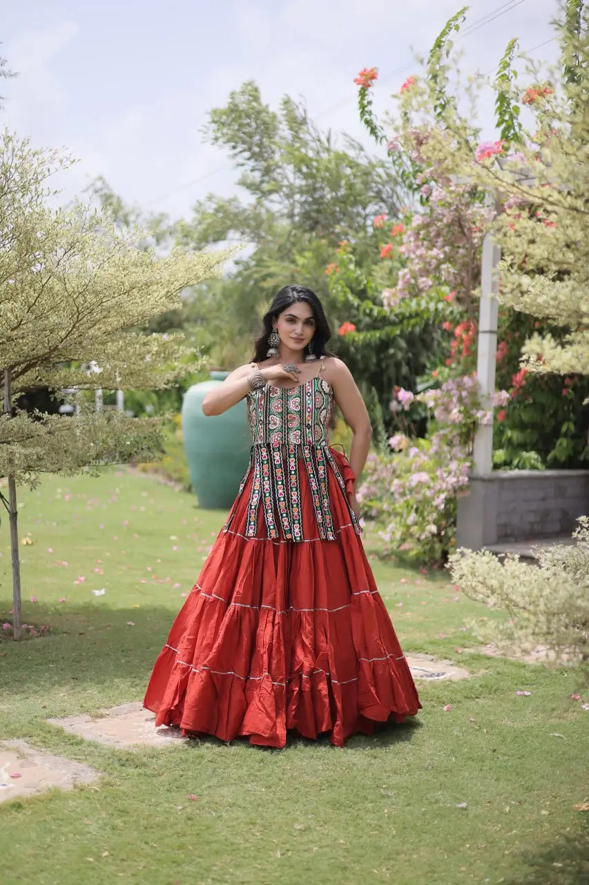 Kutchi Patchwork Tiered Lehenga