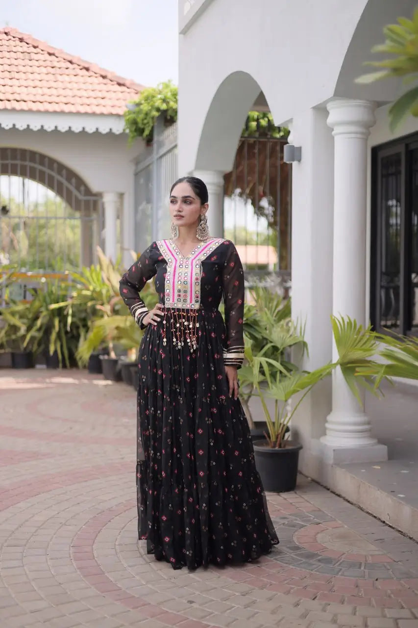 Laheriya Mirror Yoke Gown