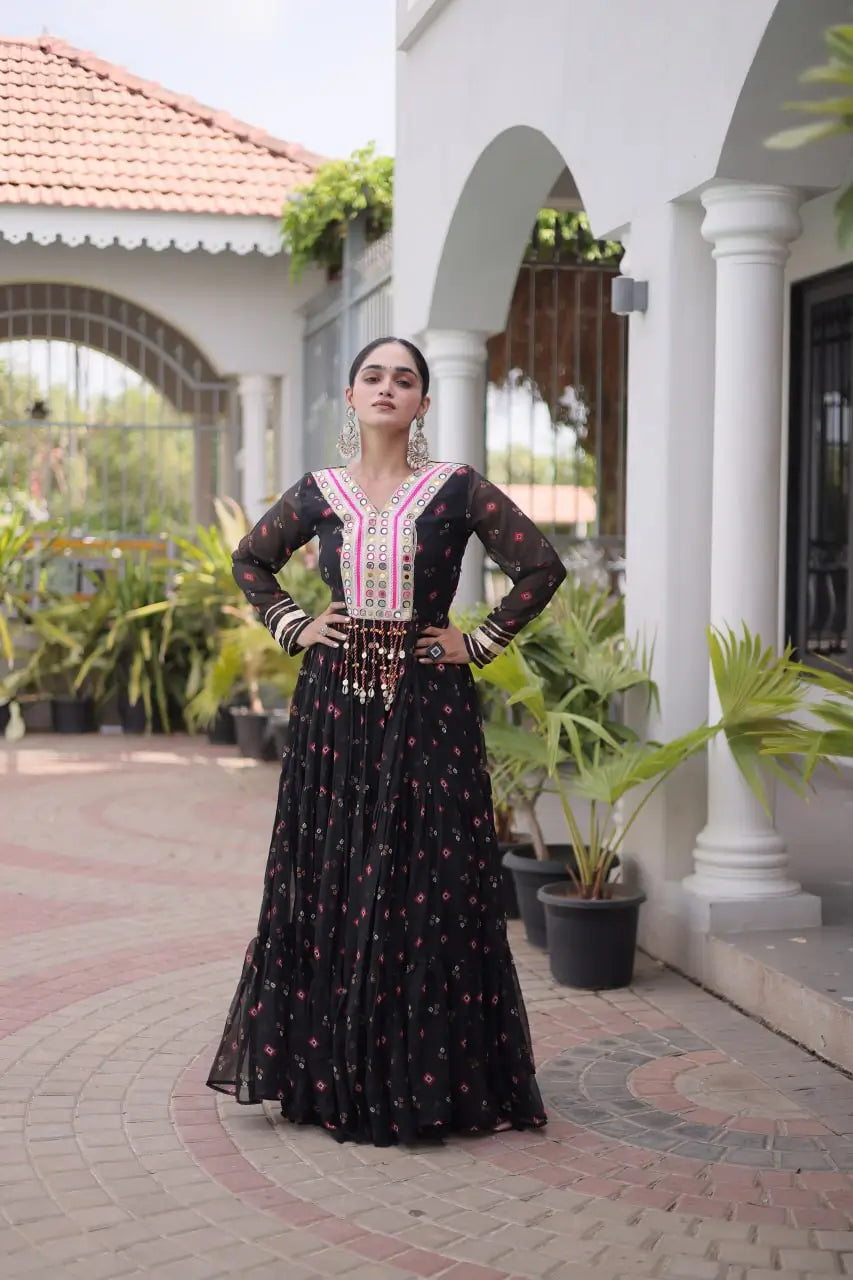 Laheriya Mirror Yoke Gown