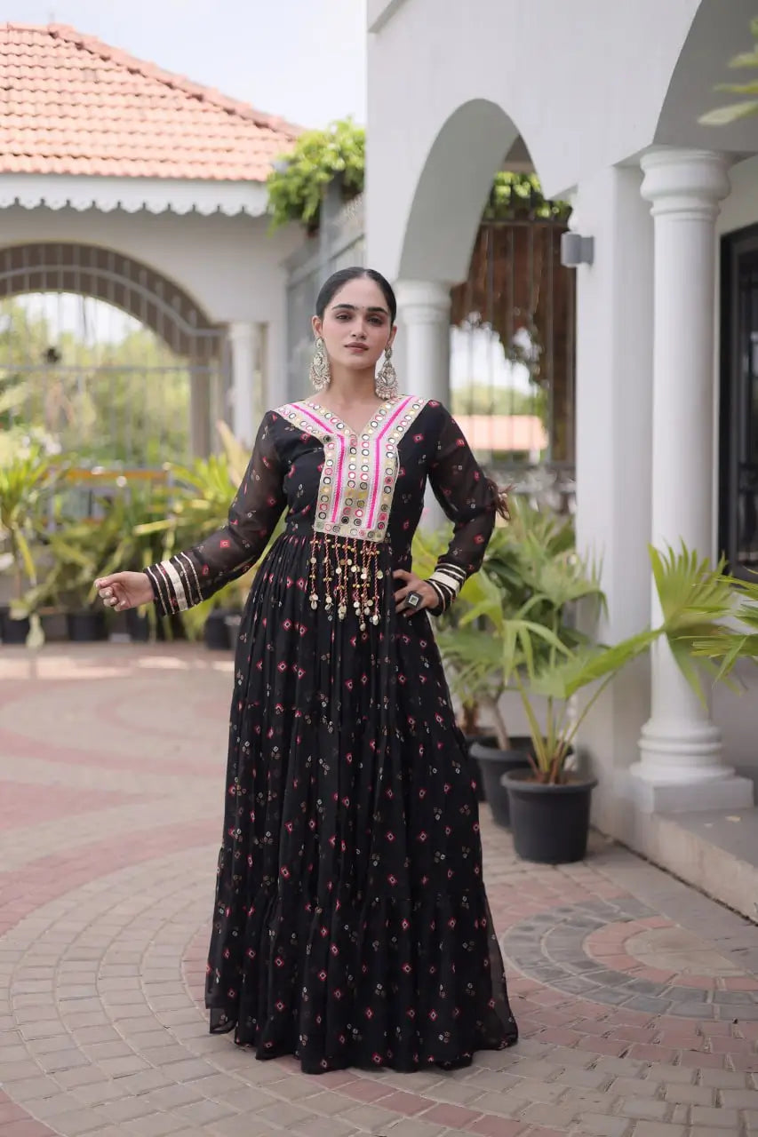 Laheriya Mirror Yoke Gown