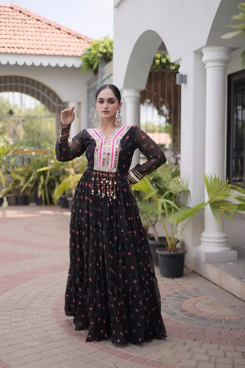 Laheriya Mirror Yoke Gown