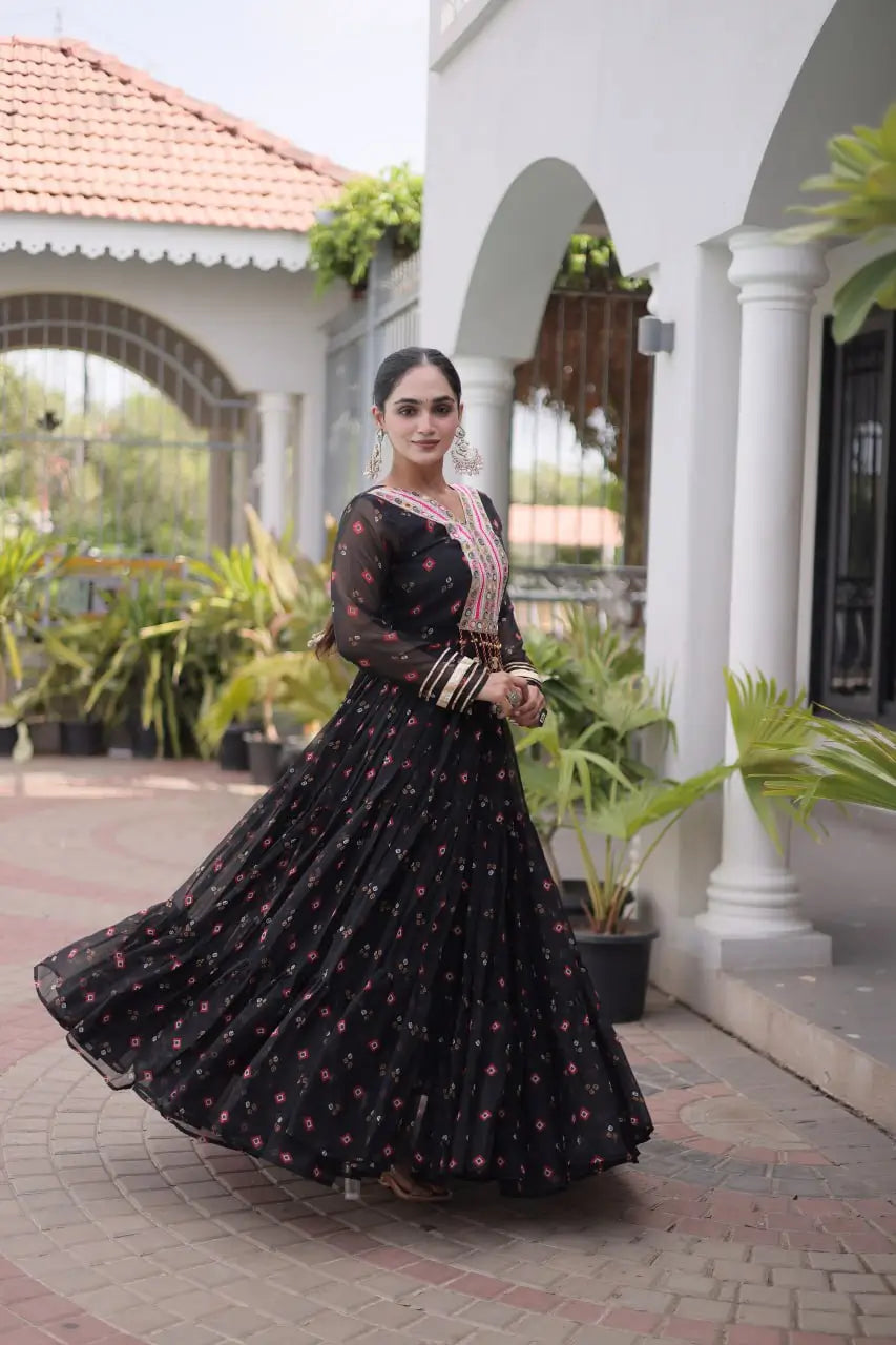 Laheriya Mirror Yoke Gown