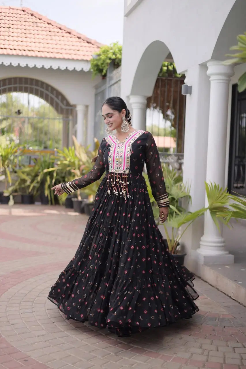 Laheriya Mirror Yoke Gown