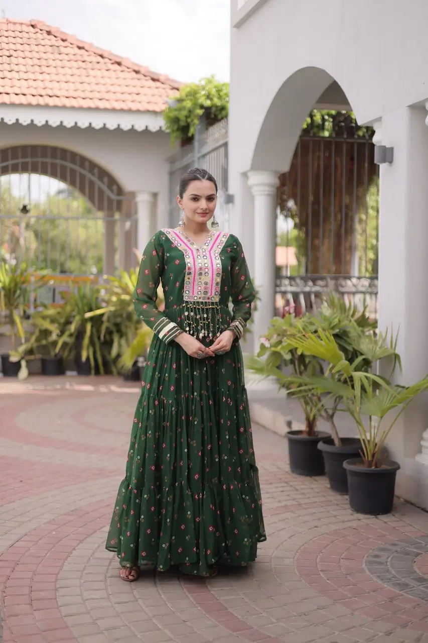 Laheriya Mirror Yoke Gown