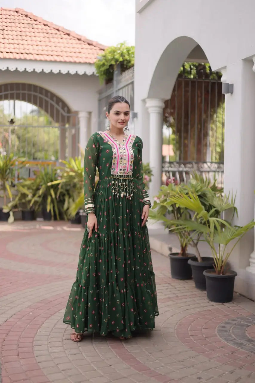 Laheriya Mirror Yoke Gown
