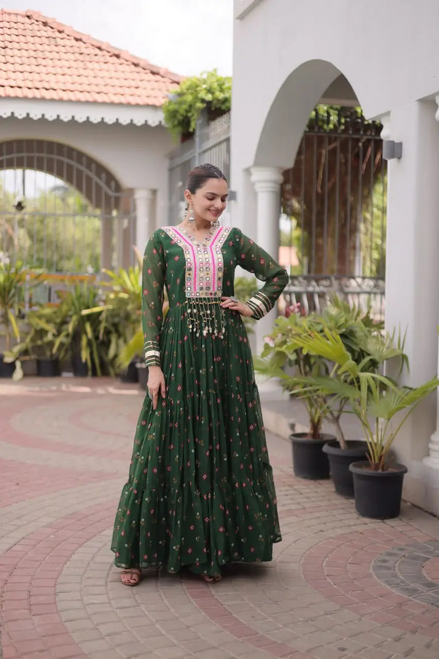 Laheriya Mirror Yoke Gown