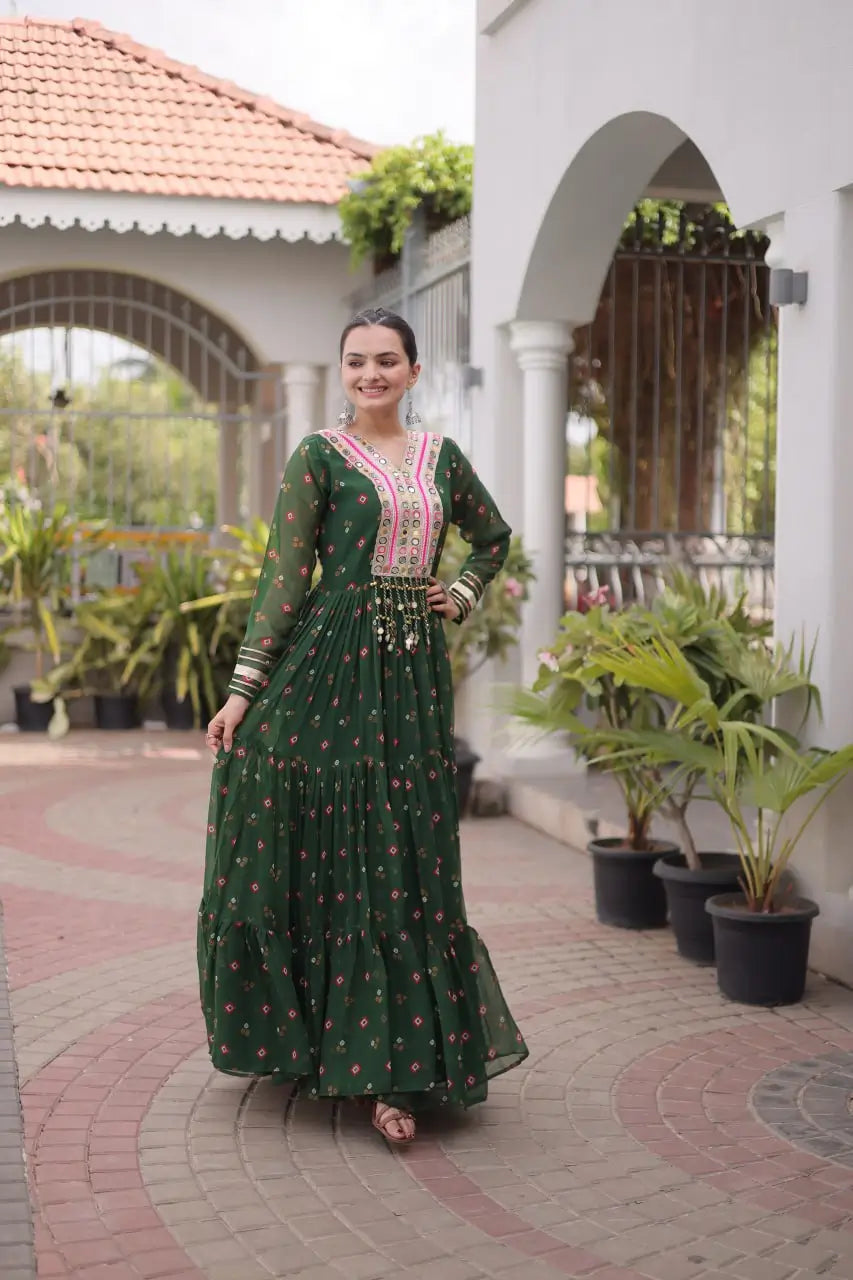 Laheriya Mirror Yoke Gown