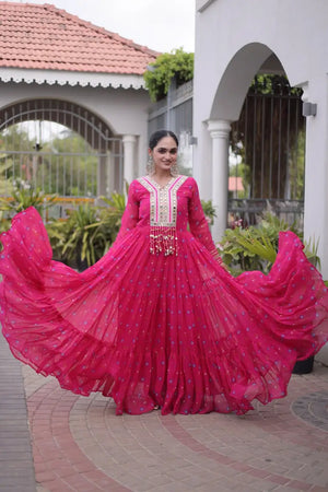 Laheriya Mirror Yoke Gown