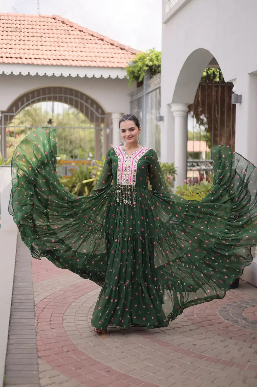 Laheriya Mirror Yoke Gown