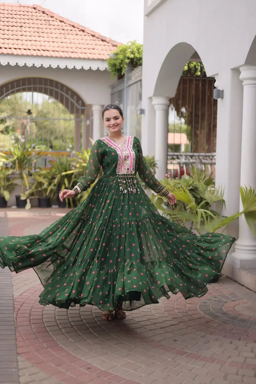 Laheriya Mirror Yoke Gown
