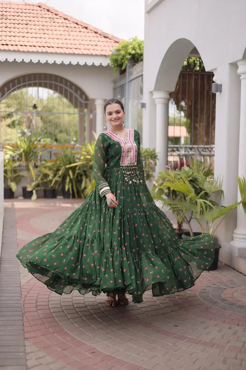 Laheriya Mirror Yoke Gown