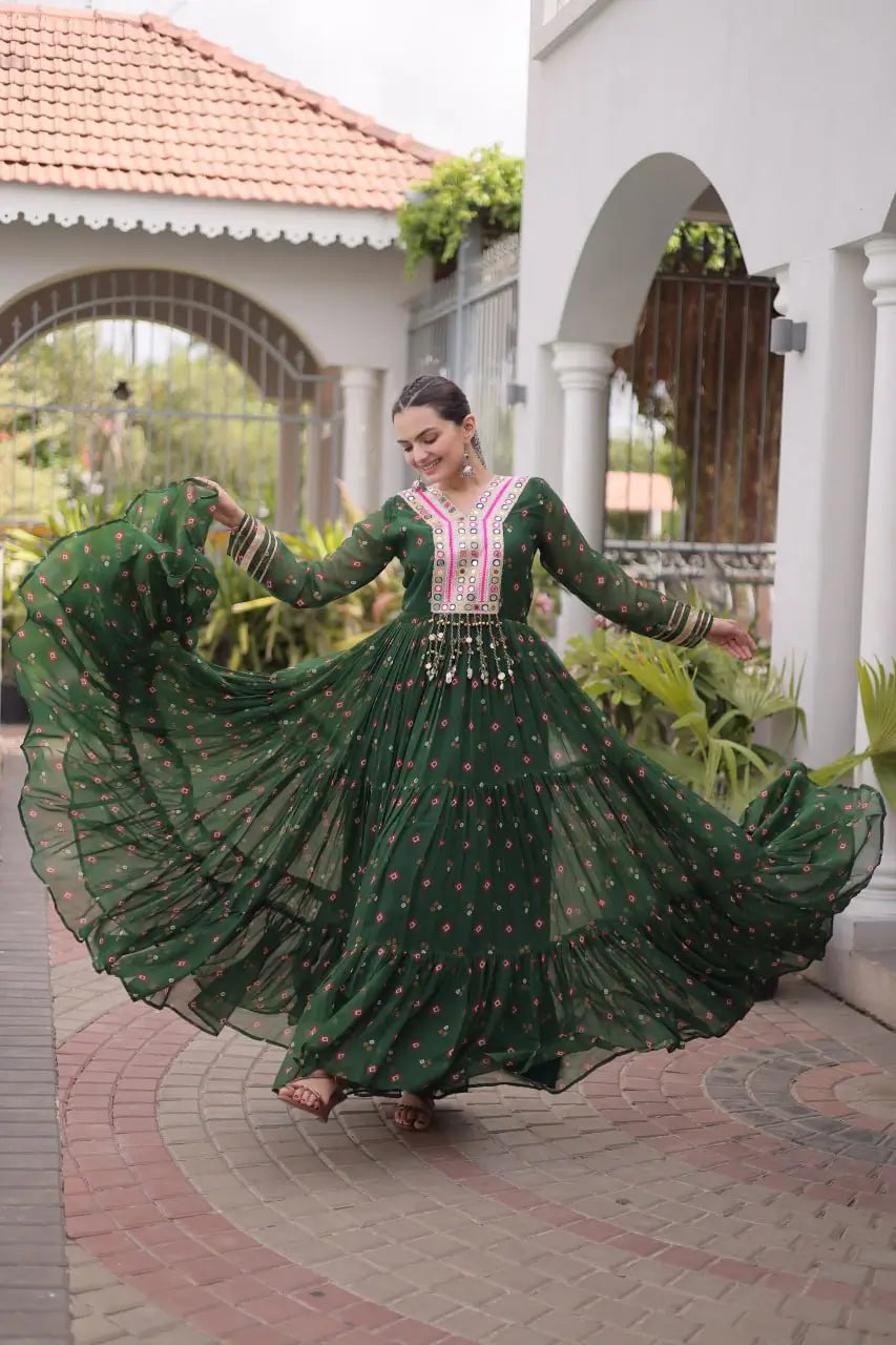 Laheriya Mirror Yoke Gown