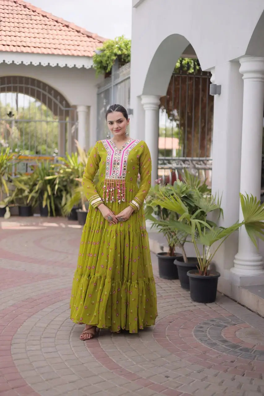 Laheriya Mirror Yoke Gown