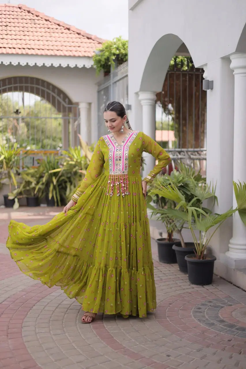 Laheriya Mirror Yoke Gown