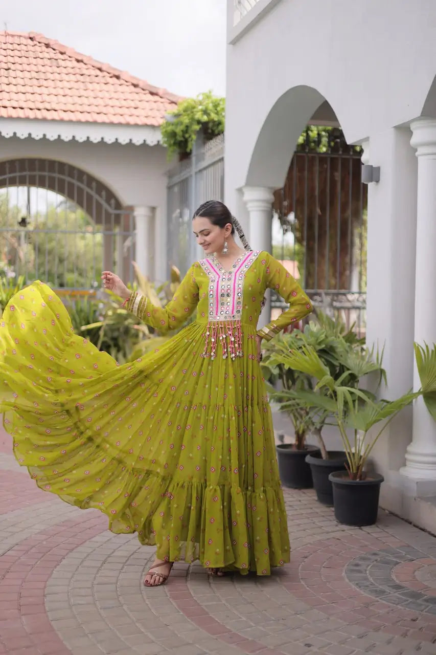 Laheriya Mirror Yoke Gown