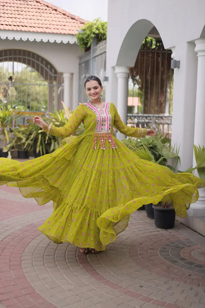 Laheriya Mirror Yoke Gown